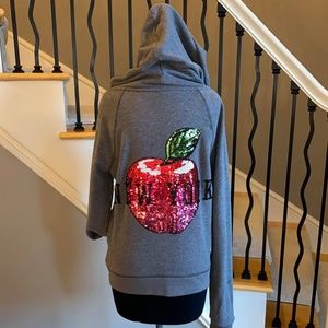 NY APPLE!  EUC VS GRAY PINK ZIP-UP HOODIE MEDIUM